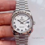 Swiss Grade 1 Rolex DayDate Swiss 3255 White Roman Dial Watch 36mm